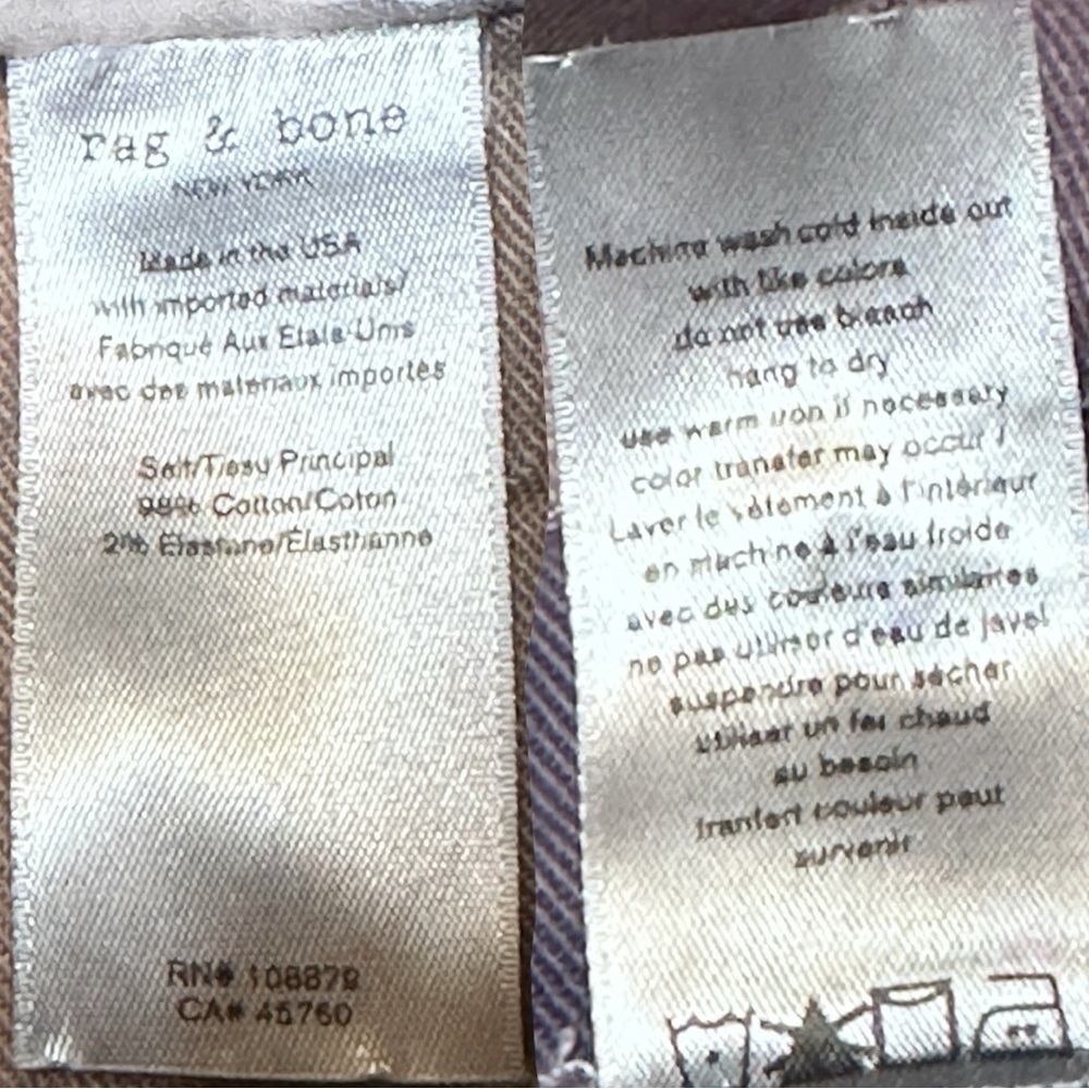 NWT Org Rag&Bone White Cigarette Jeans Now In Lilac Splash,Green Floral. Size 26 - Picture 14 of 15